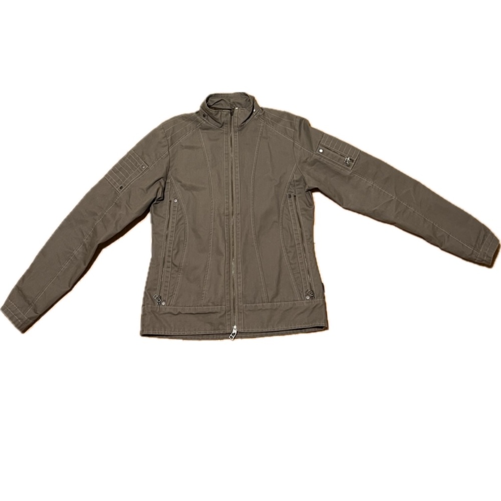 Kuhl Women’s Vintage Patina Dye Canvas Moto Jacket Small, Tan/Grey